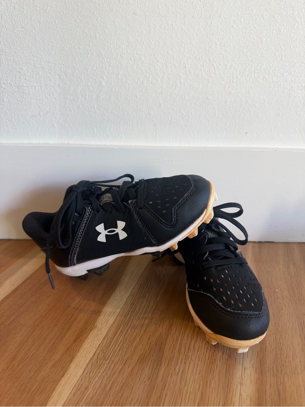 Under Armour Kids Black and Tan Cleats